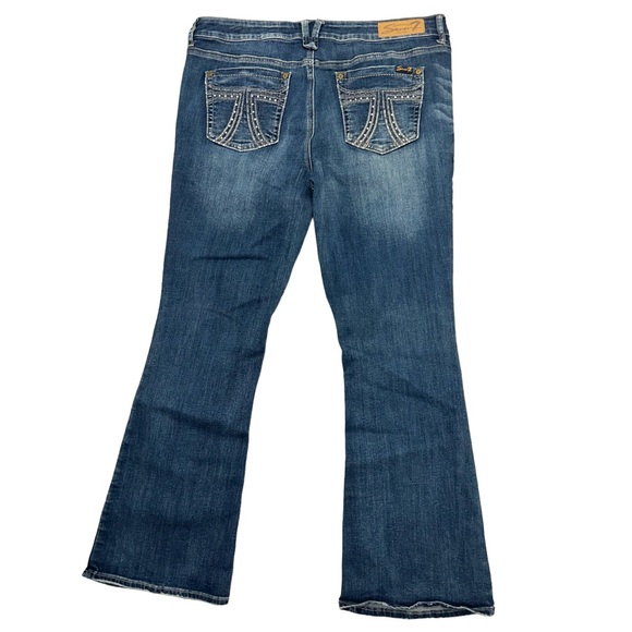 SEVEN 7 Melissa McCarthy bootcut dark denim and blinged back poxkets EUC - Picture 3 of 7